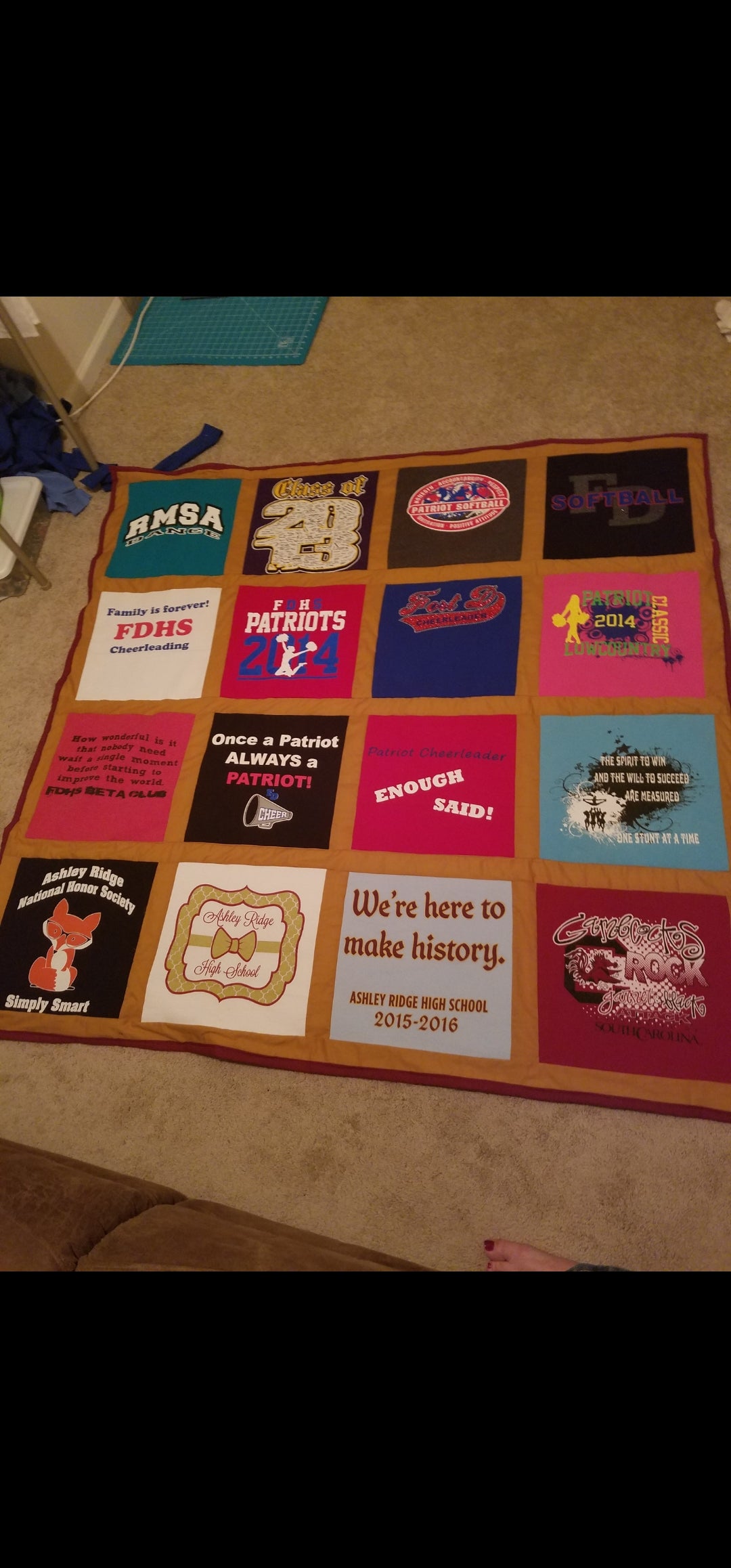 Traditional square style T-shirt memory quilt DEPOSIT