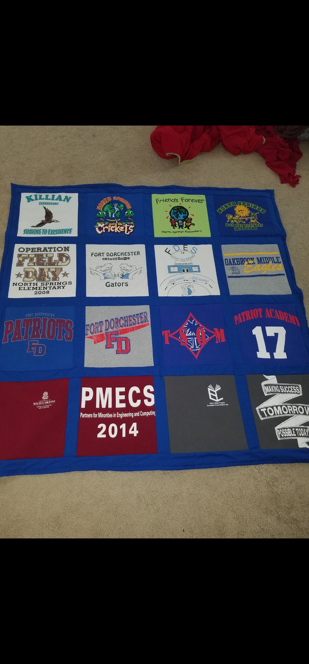 Traditional square style T-shirt memory quilt DEPOSIT